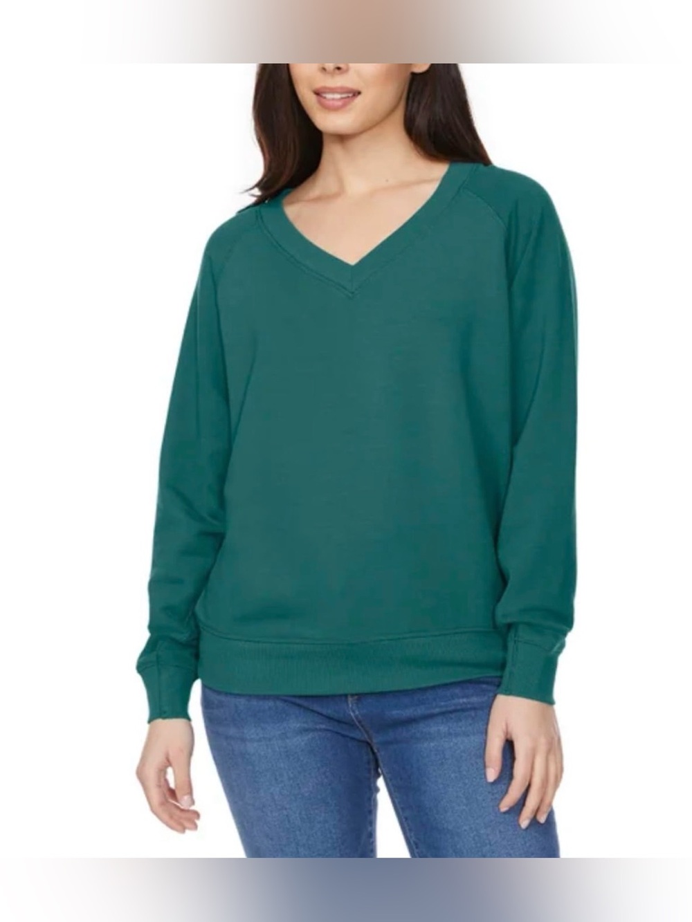 NWT Buffalo David Bitton Women's Super Soft V-Neck Sweater in Teal Green XL